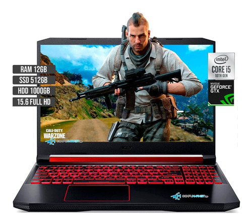 Portatil Acer Gamer Core I5 Ssd 512 Hdd 1tb Ram 12 Gtx 1650