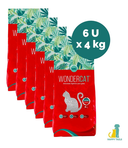 Piedras Wondercat Premium 6 X 4 Kg (24 Kg) - Happy Tails