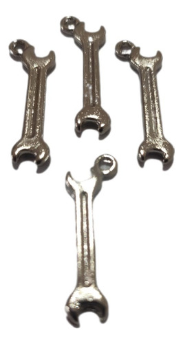 10 Dijes Llave Francesa Herramienta Construcción 3cm Metal Plateado