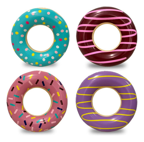 Paquete De 4 Mini Donas Inflables Para Decoración De Fiest.