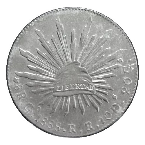 Moneda 8 Reales Gorrito Plata Guanajuato Go Rr 1888