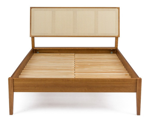Cama De Casal Com Palha Natural Viena Artemobili Cor Mel