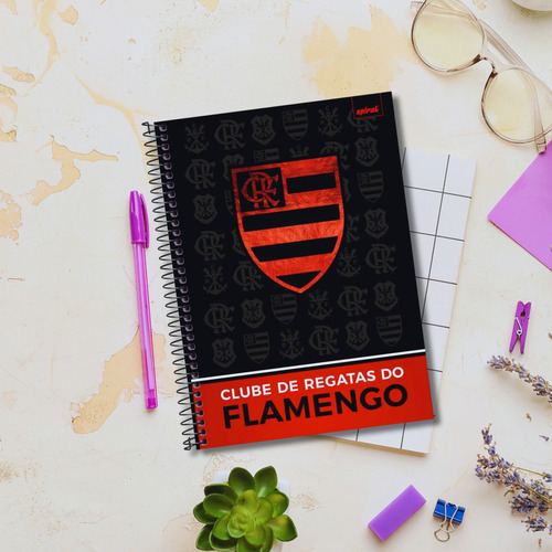 Caderno Flamengo 80 Folhas Pautado 1 Matéria Spiral Cor Vermelho