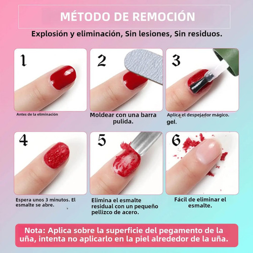 Quita Esmalte Mágico 2 Min Gel Sin Acetona Daño Uña Postizas