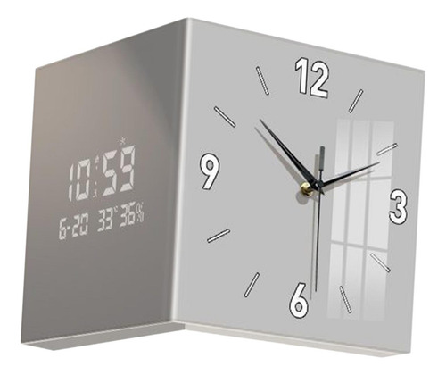 Reloj De Esquina De Metal, Reloj De Pared Lateral Gris