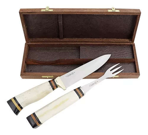 Garfo Artesanal p/ Churrasco Cabo em Osso 33cm - Zakharov