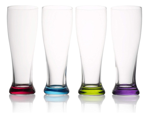 Vasos De Cerveza Trinkware Con Base De Color - Juego De 4 Va