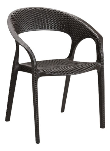 Silla Ratán Curve Con Brazos Café Oscuro