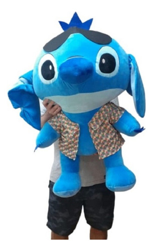 Pelúcia Gigante Azul Litle Stich Lilo 90cm Com Camisa Praia