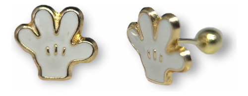 Arete Broquel Oro 10k Guantes Mickey Mouse