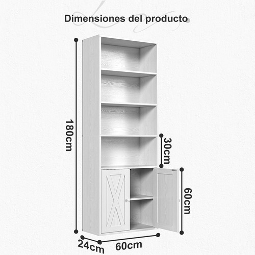 Librero De 6 Capas De Madera Con Puertas Para Oficina En Cas
