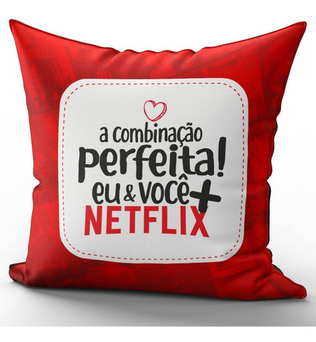 Imagem 1 de 2 de Capa De Almofada 40x40 Cm Dia Dos Namorados Eu Você Netflix