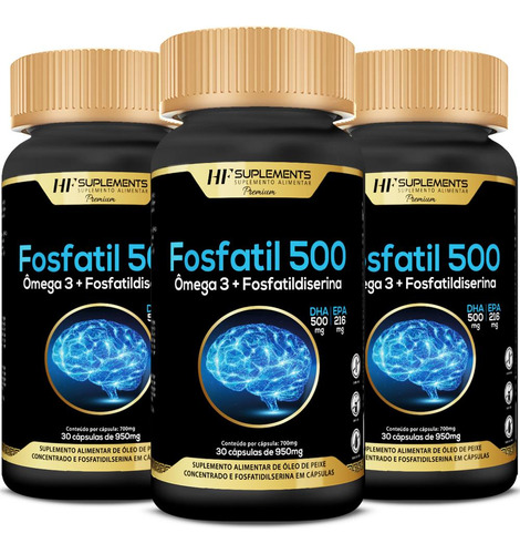 3x Fosfatil 500 Omega 3 Fosfatidilserina 30caps Hf Suplement