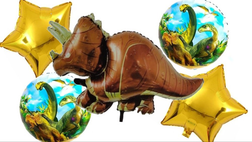 Dinosaurios Globo Metálico Set De 5 Piezas Triceratops