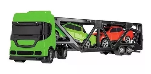 Caminhão Cegonheiro Brinquedo Grande + 2 Carrinhos Carreta