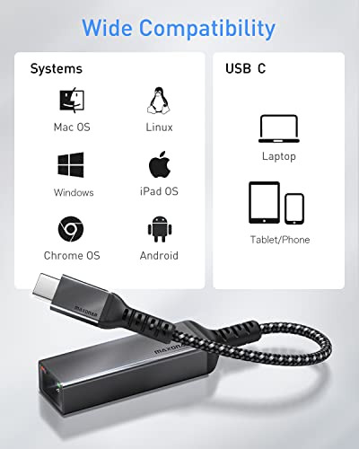 Adaptador Usb C A Ethernet, Maxonar Usb C A Rj45 Thunderbolt