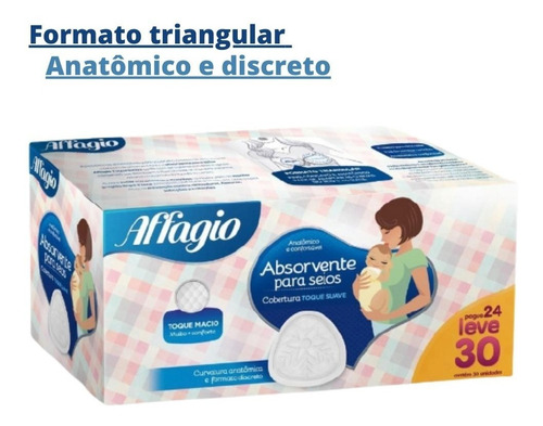 Absorvente Para Seios Affagio Toque Suave, Leve 30 Pague 24 Cor Branco