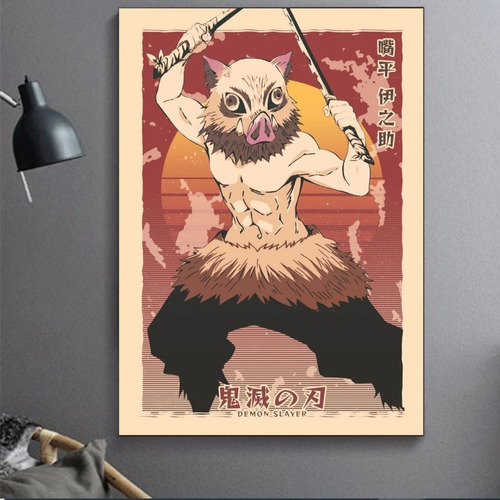 Cuadro Decorativo Arte Colorido Inosuke Demon Slayer 50x75cm