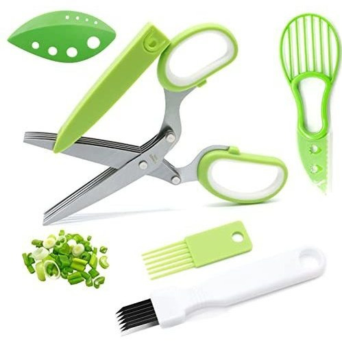 Tijeras Para Hierbas, Multiusos De 5 Cuchillas Para Cocina, 