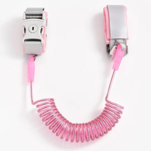 Pulseira Segurança Guia Pulso Infantil Bebê Com Trava Chave Cor Rosa Lisa