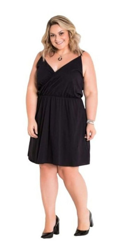 Vestido Roupa Femininas Plus Size Transpassado Com Alças