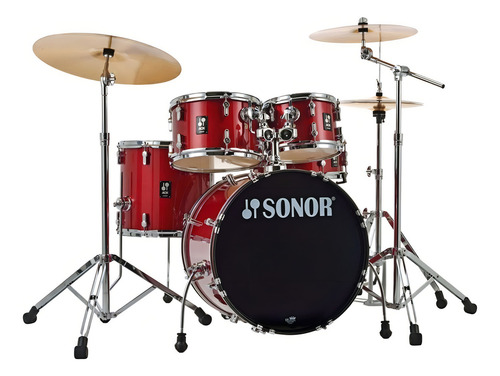 Bateria 5 Cuerpos Sonor Aqx Studio Bombo 20 Platos Y Fierros Color Red moon sparkle