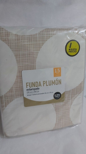 Funda De Plumón 1.5  Estampado Beige Con Círculos Casaideas 