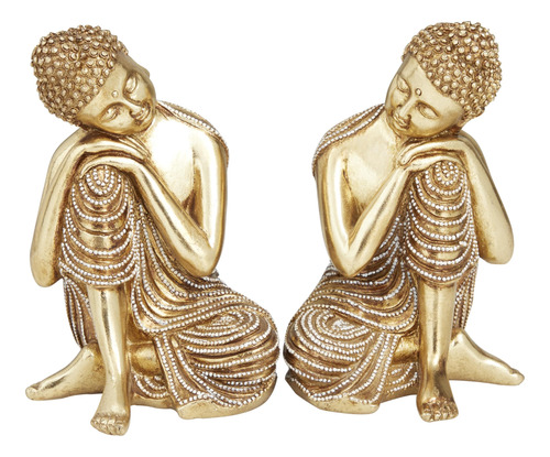 Escultura Decorativa De Buda Meditando Para Hogar, 2 Figuras