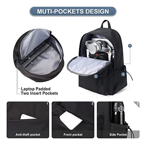 Pauback Mochila Escolar Negra Para Niñas Mochila Escolar Al
