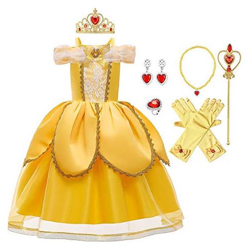 Girls Belle Princess Dress Beauty Y The Beast Disfraz H...