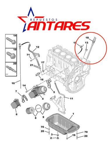 Varilla Nivel Aceite Para Citroen C3 1.4 1.6 2002 2005 Tu3j