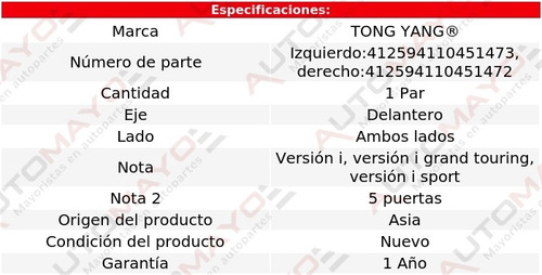 (2) Tolvas Salpicaderas Delanteras Tong Yang Cx-3 2016-2020