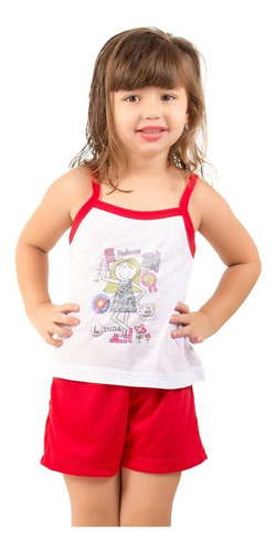 Kit 5 Pijama Curto Infantil Feminino Roupa De Menina Atacado