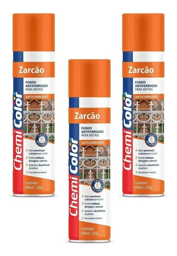 3xpçs Zarcão Fundo Chemicolor Laranja 400ml