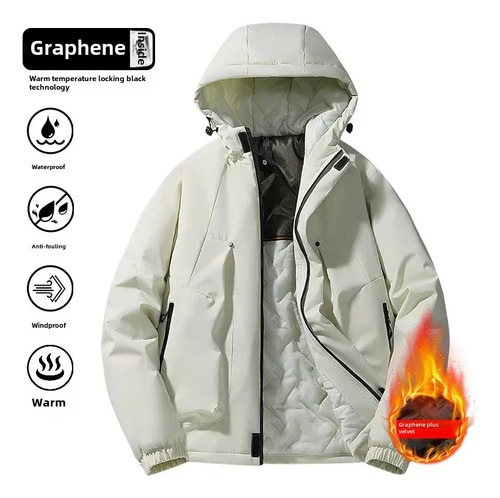 Chaqueta Acolchada De Algodón Cálido Con Capucha Y Forro De Grafeno Para Hombre