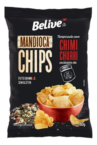 Chips Mandioca Temperado Chimichurri Belive Sem Glúten 50g