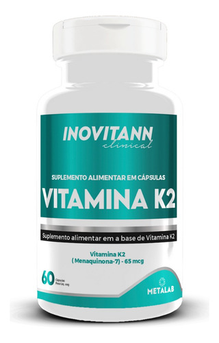 Vitamina K2 Mk7 146mcg C/ 60 Cápsulas - Metalab Premium Sabor Sem Sabor