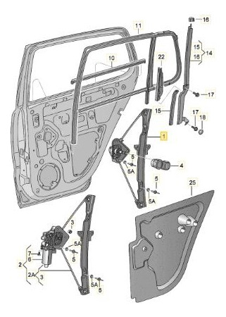 Maquina Levanta Cristal Manual Tras. Derecha Vw Fox/suran