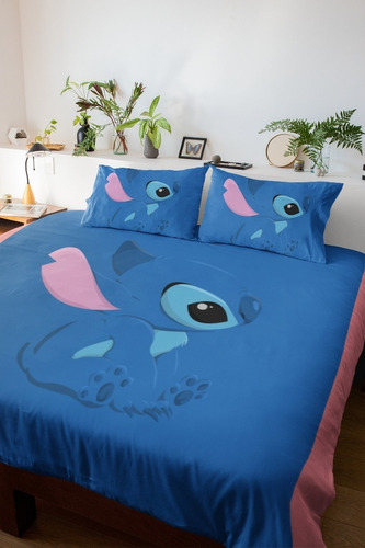 Lençol Art Personalize Lilo Stitch Feito Cor Azul