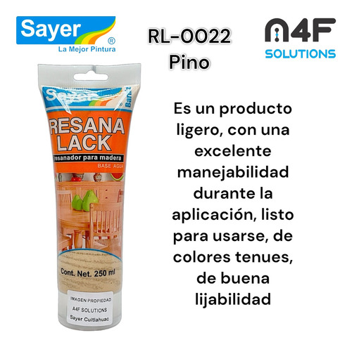 Sayer Resanalack Para Madera Base Agua Pino (250ml) 2pz
