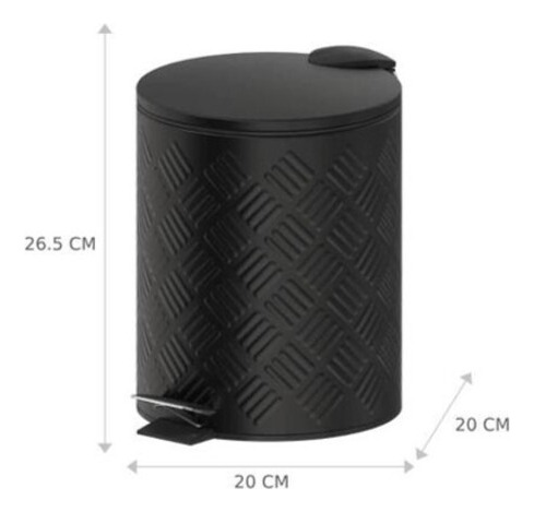 Bote Basura Con Pedal 5 Lts Negro Baño