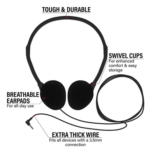 Auriculares Maeline Bulk Classroom Student On Ear, Paquete D