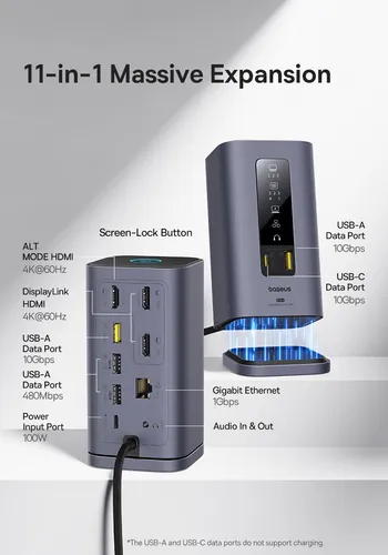 Hub Baseus 11 En 1 Usb-c A Hdmi Display Port Usba Usbc (mac)
