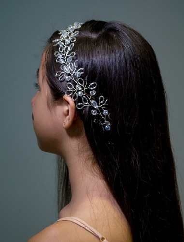 Imagen 7 de 9 de Tocado Tiara Diadema Novia Xv Años Comunión Kenia Hadas