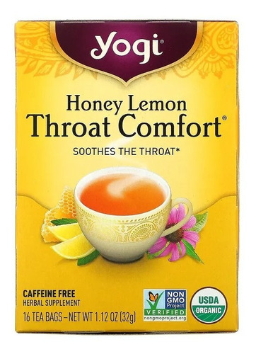 Yogi Té Throat Comfort, Honey Lemon 16 Bolsitas 32g Sfn