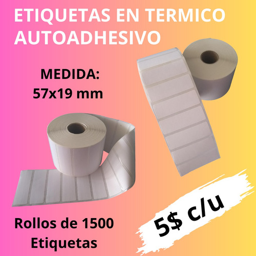 Etiquetas Autoadhesivas Térmicas Código De Barras 57x19 Mm