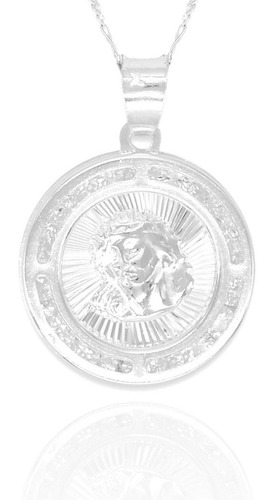 Medalla Divino Rostro De Jesús Redonda. Plata .925 Religiosa