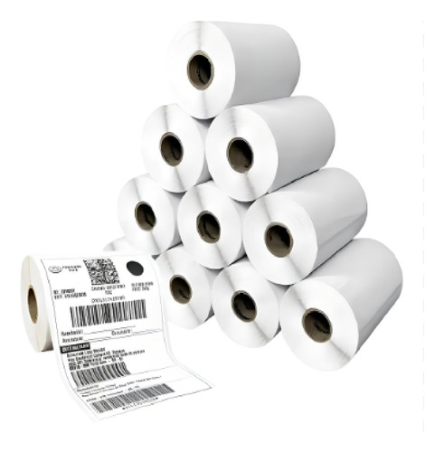 10 Rolos com 200 Etiqueta Térmica 10x15 Serrilhada Cor Branco Mtag Etiquetas