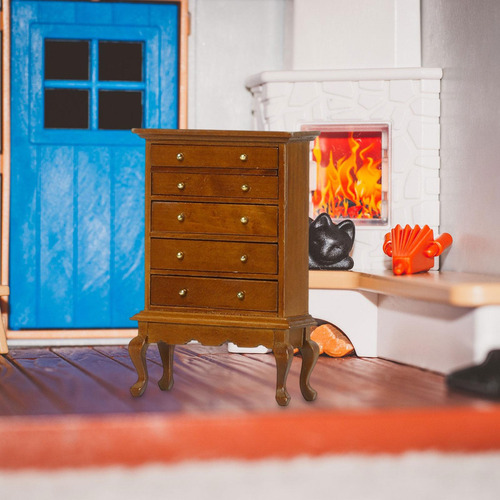 Casa De Muñecas En Miniatura, Cómoda De 5 Cajones, Marrón