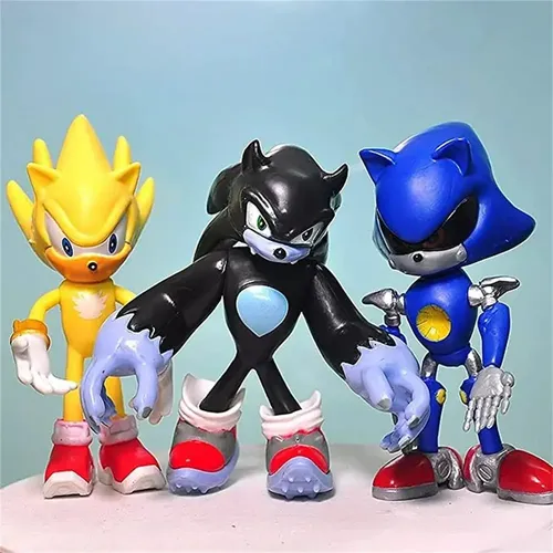 Kit 5 Figuras Sonic The Hedgehog 14cm Sonic Metal Knuckles